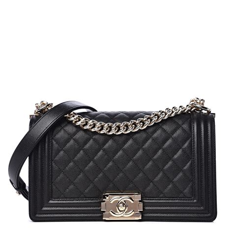 chanel boy bag caviar black medium|CHANEL Caviar Quilted Medium Boy Flap Black .